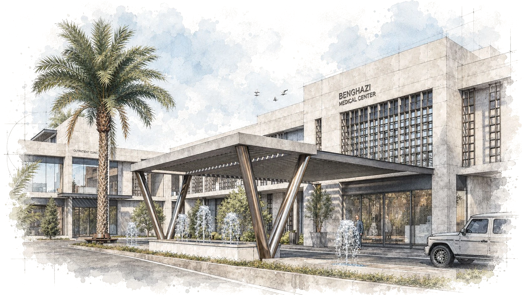 Benghazi Medical Center — architectural study 6